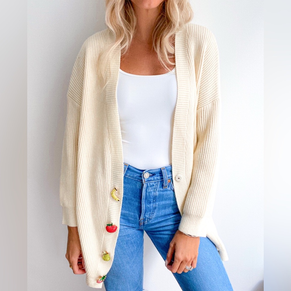 Sweater with Fruit Embroidery